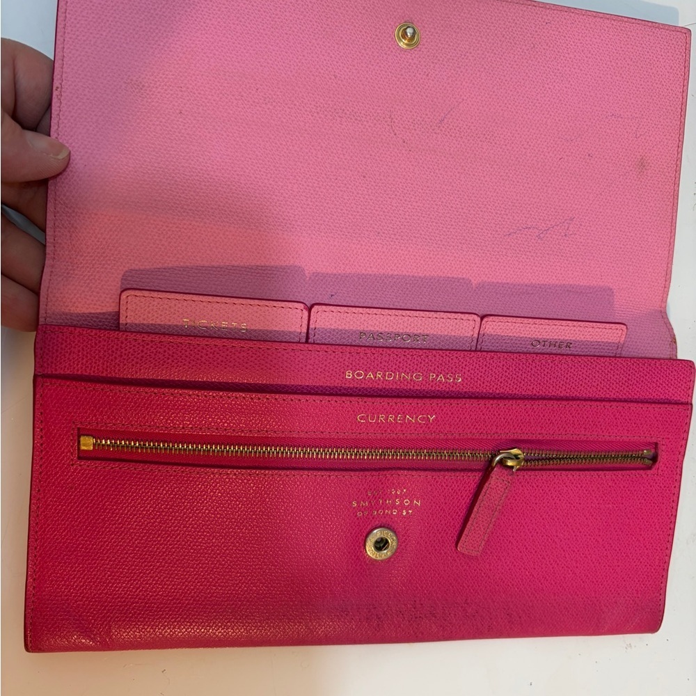 Smythson of Bond Street Panama Leather Marshall Travel Wallet - Picture 7 of 13